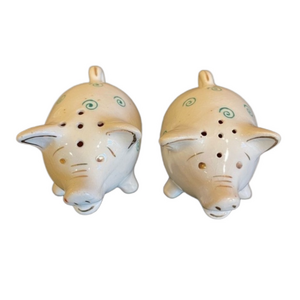 Vintage Miniature Ceramic Pig Salt And Pepper Shakers